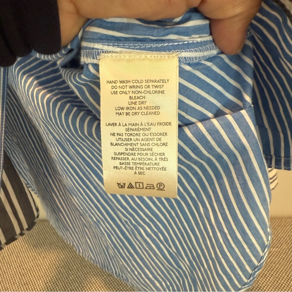 Pilcro Reworked Mixed Stripe Buttondown Shirt size L - Picture 7 of 12